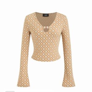Cider Beige Diamond Pattern Crop Top